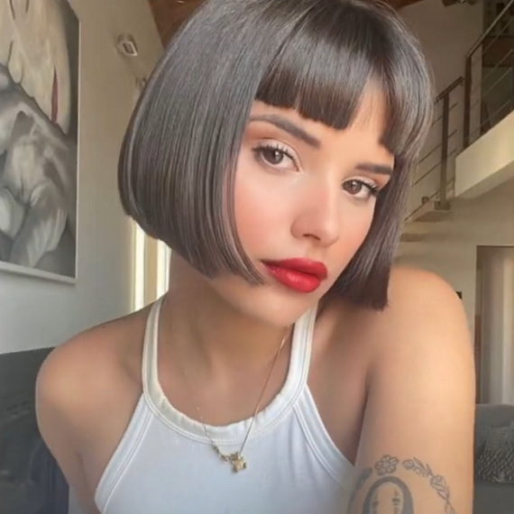 Platinum/Grey Classic Blunt Bob (French Bob for Straight Hair)